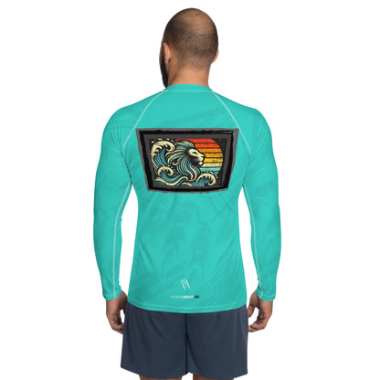 Lion Turquoise Blue Men's Rash Guard