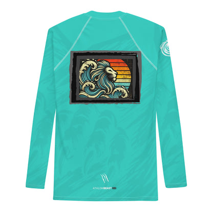 Lion Turquoise Blue Men's Rash Guard