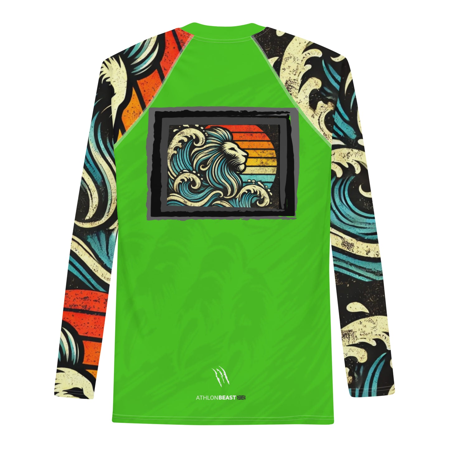 Lion Sleeve Harlequin Green Men's Rash Guard