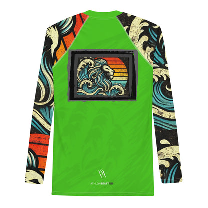 Lion Sleeve Harlequin Green Men's Rash Guard