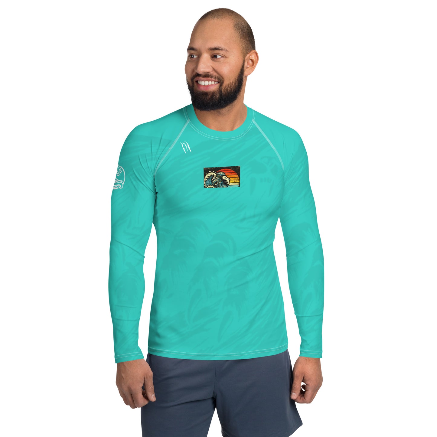 Lion Turquoise Blue Men's Rash Guard