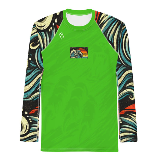 Lion Sleeve Harlequin Green Men's Rash Guard