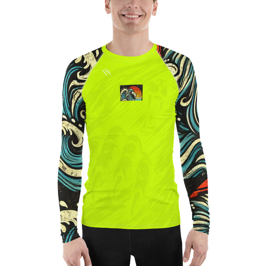 LION Sleeve Florescent Yellow Men's Rash Guard