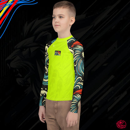 LION Sleeve Bright Yellow Youth Rash Guard – UPF 50+ Protective Sportswear