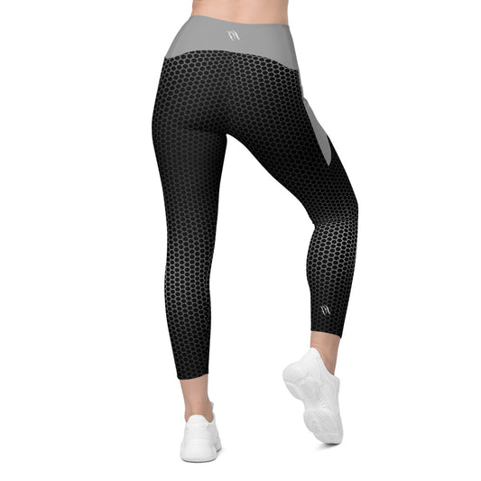 VORTEX Grey Crossover leggings with pockets