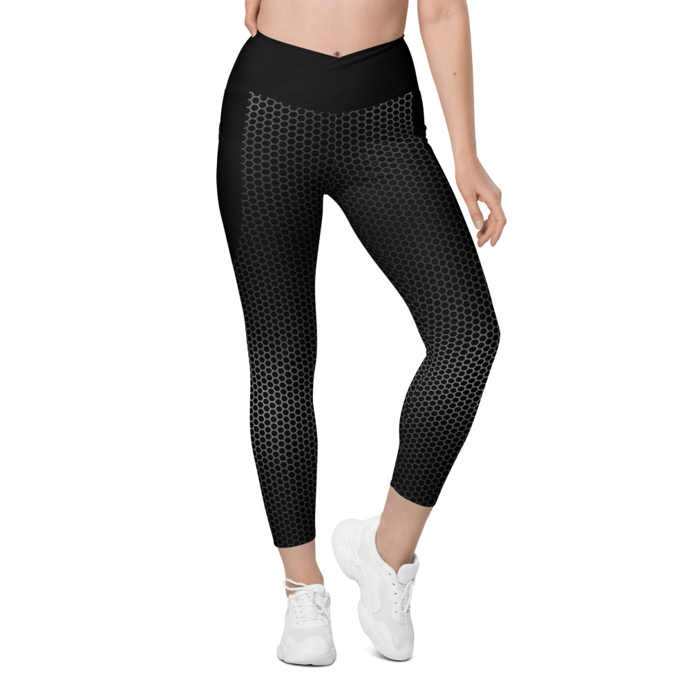 VORTEX BLACK Crossover leggings with pockets