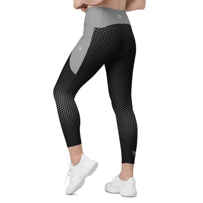 VORTEX Grey Crossover leggings with pockets