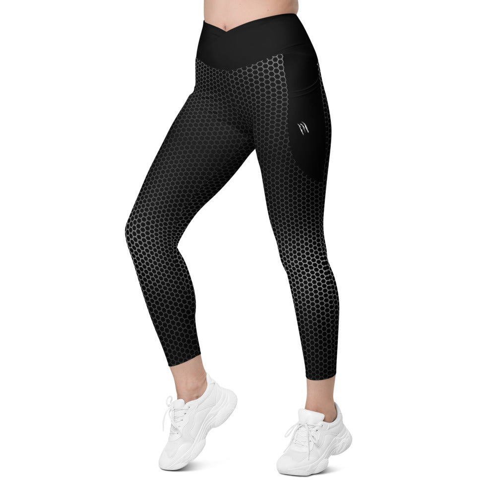 VORTEX BLACK Crossover leggings with pockets