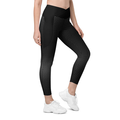 VORTEX BLACK Crossover leggings with pockets