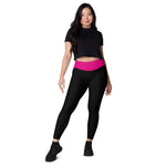 Recharge Pink Waist Band Leggings with pockets