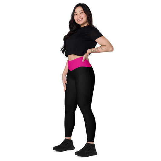 Recharge Pink Waist Band Leggings with pockets