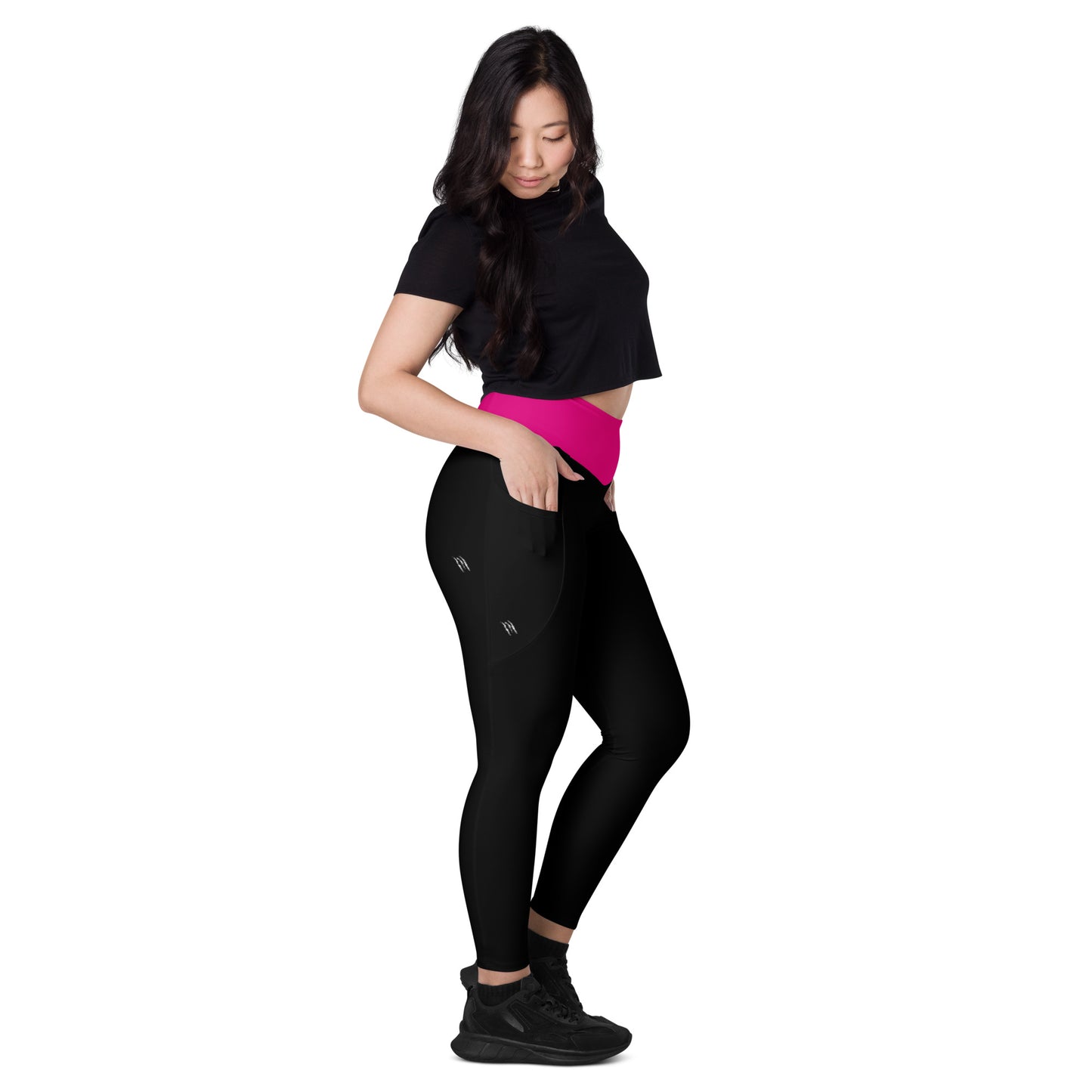 Recharge Pink Waist Band Leggings with pockets