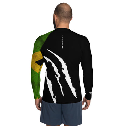 Jamaican Warrior Print Men's Rash Guard/Vest - Durable and Flexible Athletic Wear with UPF 38-40+ Protection