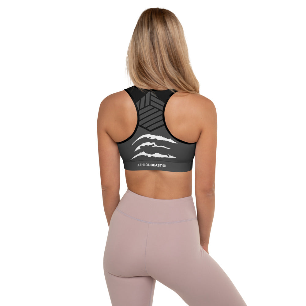 SCRATCH TOP, CHARCOAL BLACK Padded Sports Bra