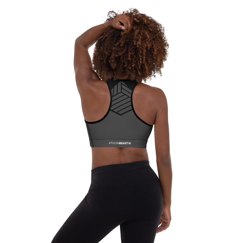 CHARCOAL BLACK Padded Sports Bra