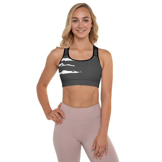 SCRATCH TOP, CHARCOAL BLACK Padded Sports Bra