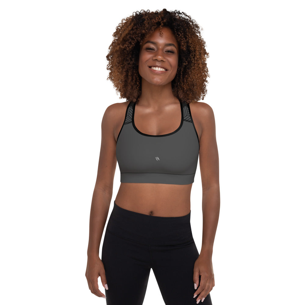 CHARCOAL BLACK Padded Sports Bra