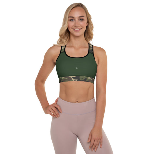 GB RACE GREEN CAMO Padded Sports Bra