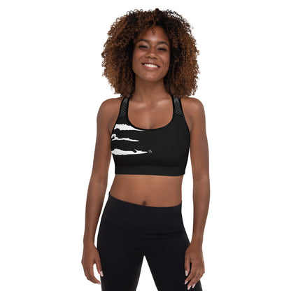 SCRATCH TOP, Black Padded Sports Bra