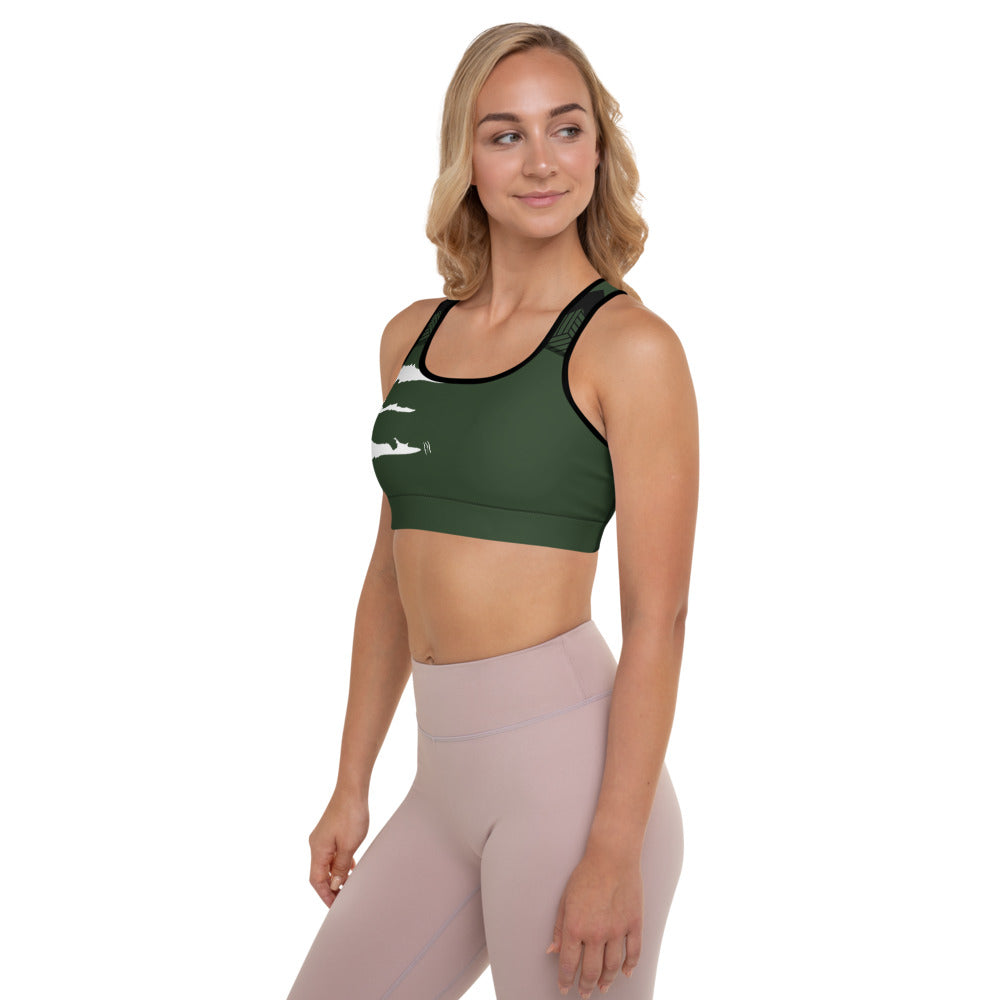 SCRATCH TOP, GB RACE GREEN Padded Sports Bra