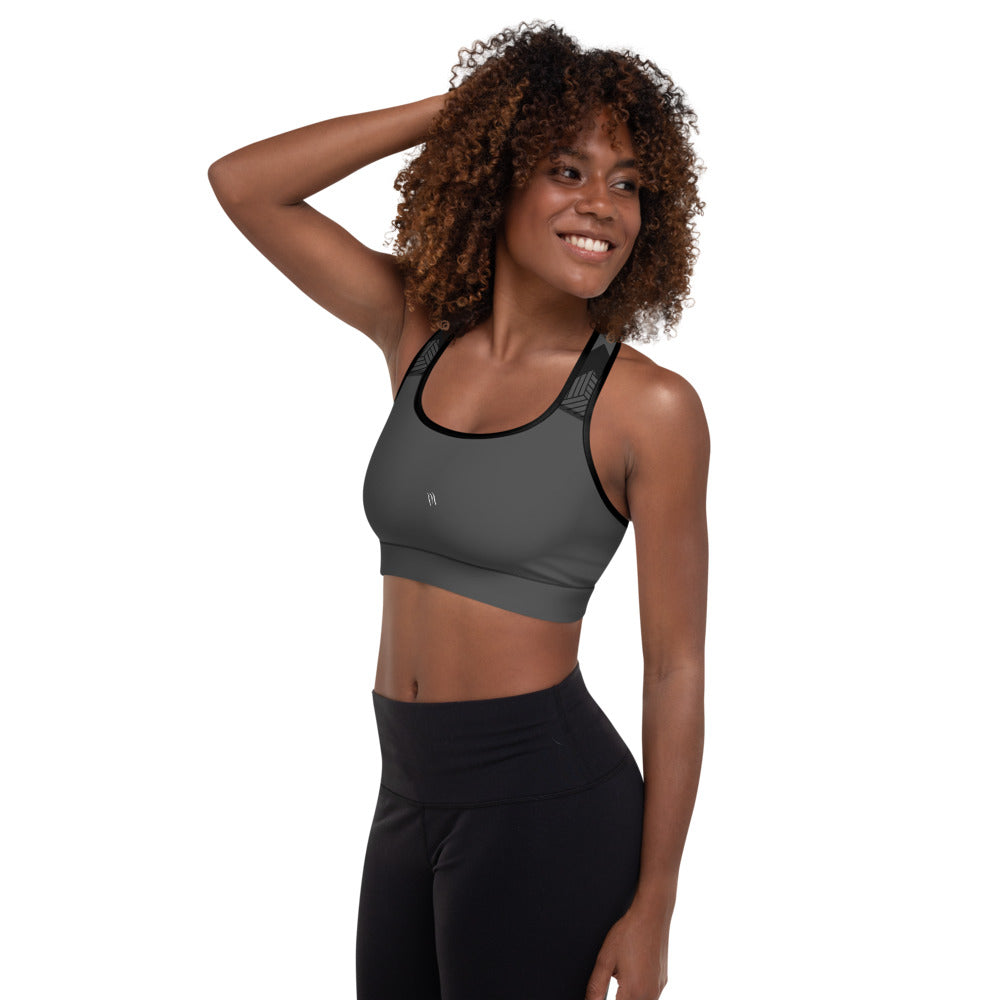 CHARCOAL BLACK Padded Sports Bra