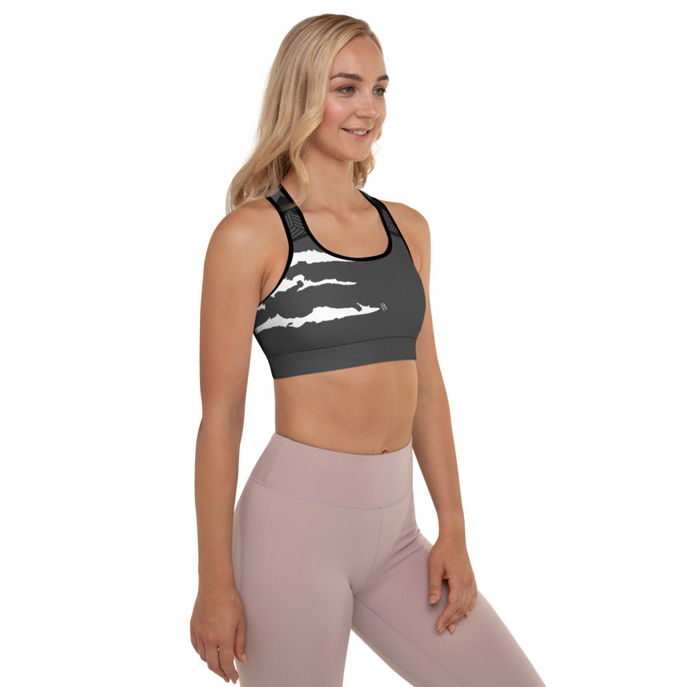 SCRATCH TOP, CHARCOAL BLACK Padded Sports Bra