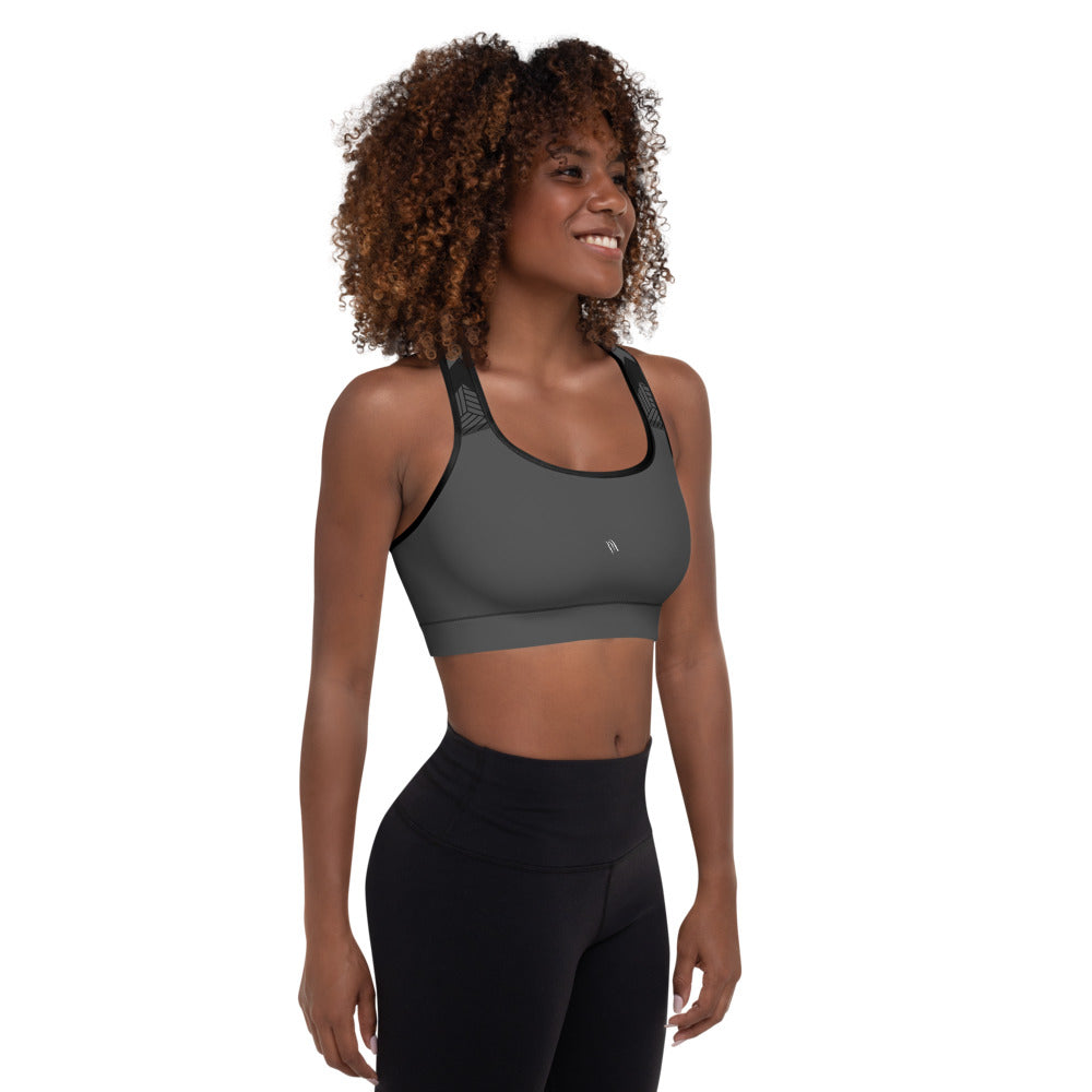 CHARCOAL BLACK Padded Sports Bra