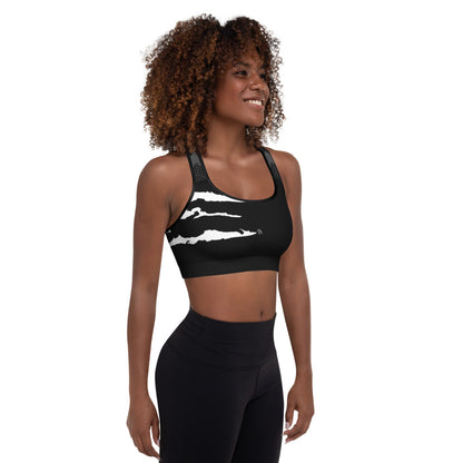 SCRATCH TOP, Black Padded Sports Bra