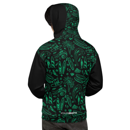 Surf You!!! Black/Green Unisex Hoodie