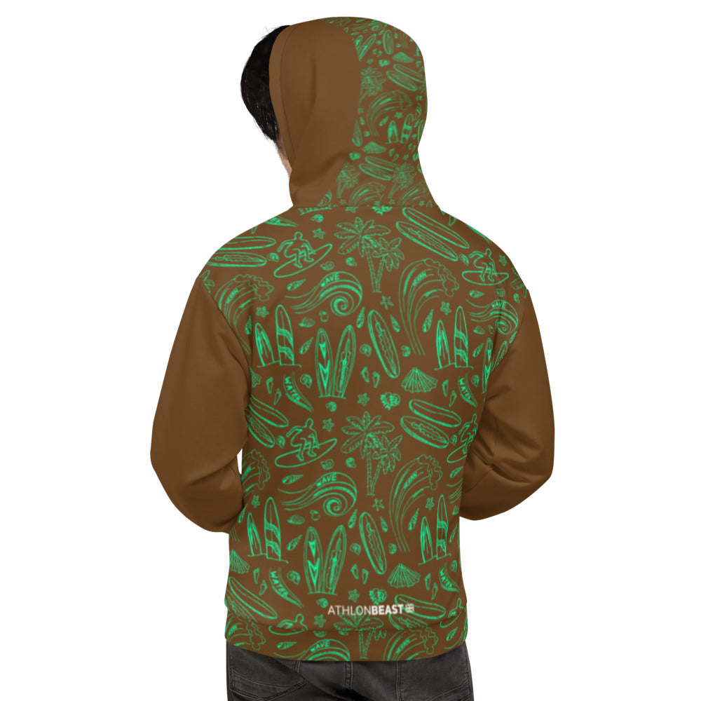 SURF YOU!!! Choc Brown / Green Hoodie