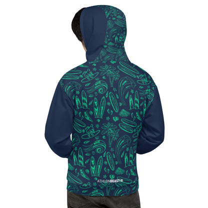 SURF YOU!!! NAVY/ Green Hoodie