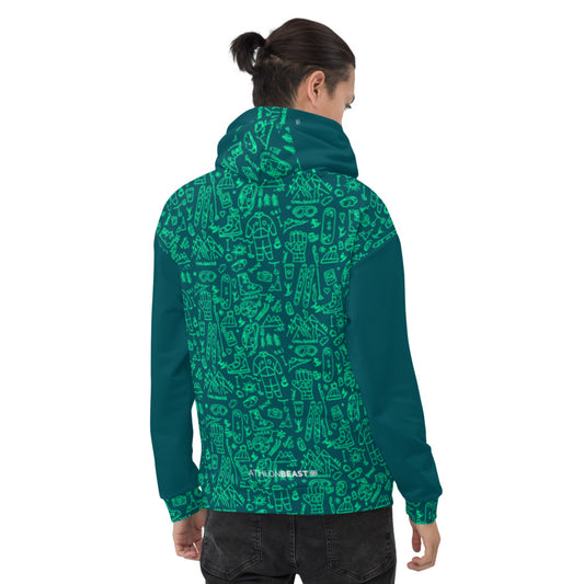 SNOW YOU!!! SHERPA BLUE / Green Hoodie