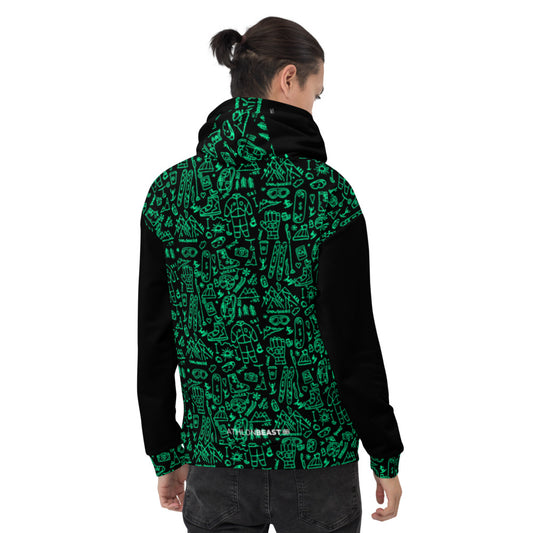 SNOW YOU!!! BLACK / Green Hoodie