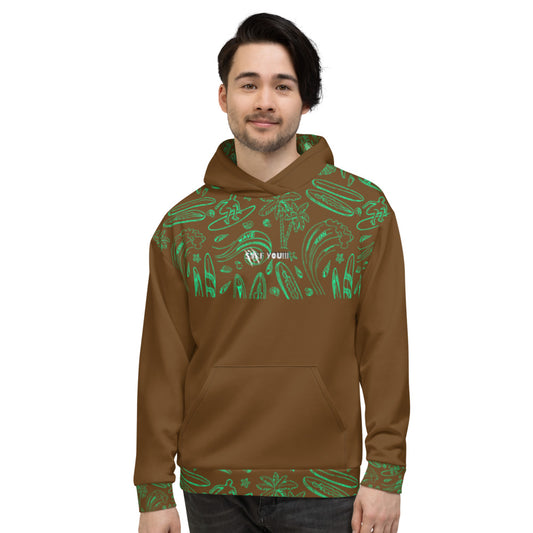 SURF YOU!!! Choc Brown / Green Hoodie