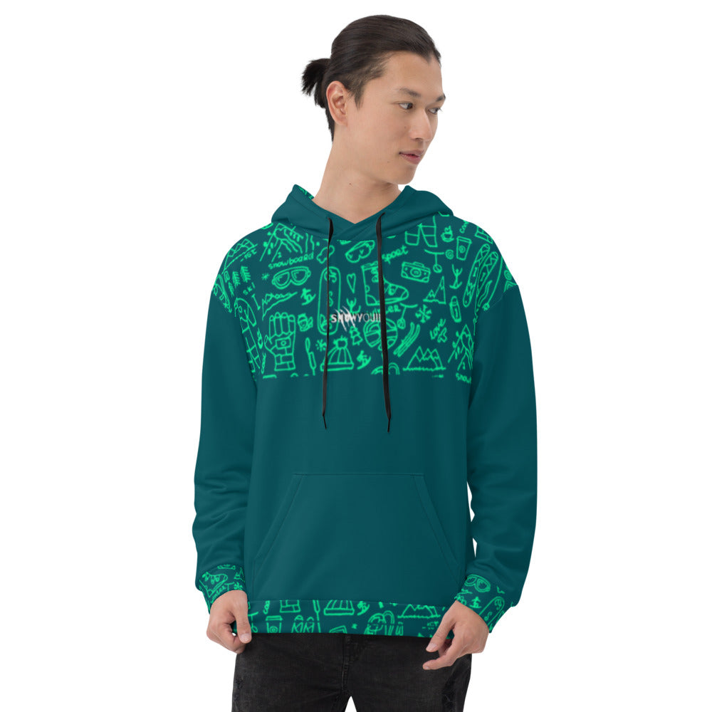 SNOW YOU!!! SHERPA BLUE / Green Hoodie