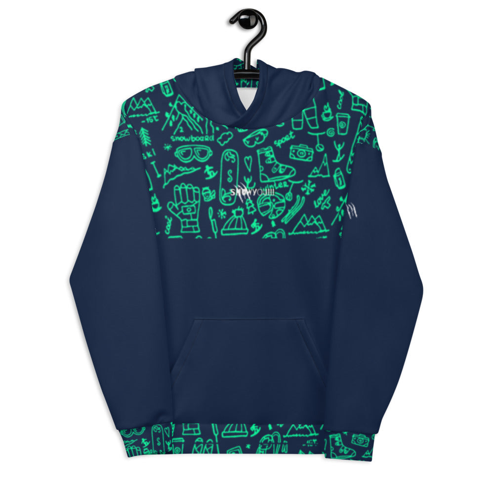 SNOW YOU!!! NAVY/ Green Hoodie