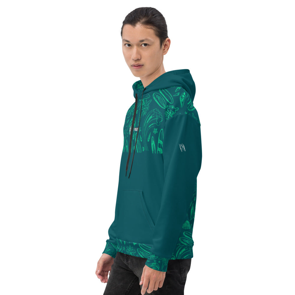 SURF YOU!!! Sherpa blue/ Green Hoodie