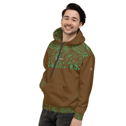 SURF YOU!!! Choc Brown / Green Hoodie