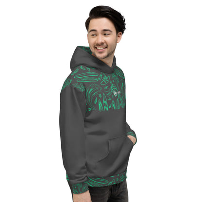 SURF YOU!!! Grey / Green Hoodie