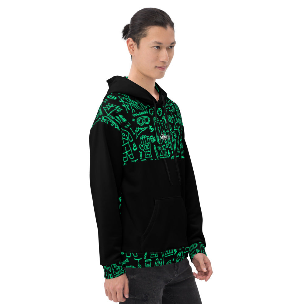 SNOW YOU!!! BLACK / Green Hoodie