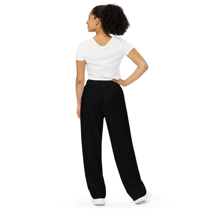 Black rest day unisex wide-leg pants