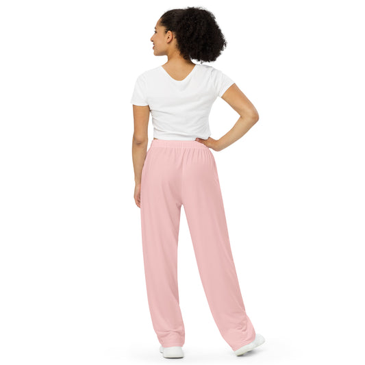 Pink rest day unisex wide-leg pants