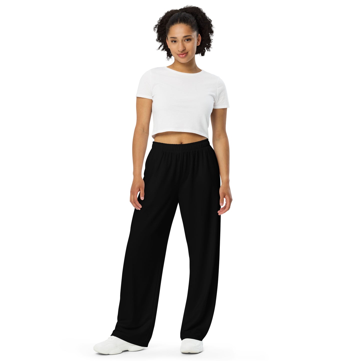 Black rest day unisex wide-leg pants