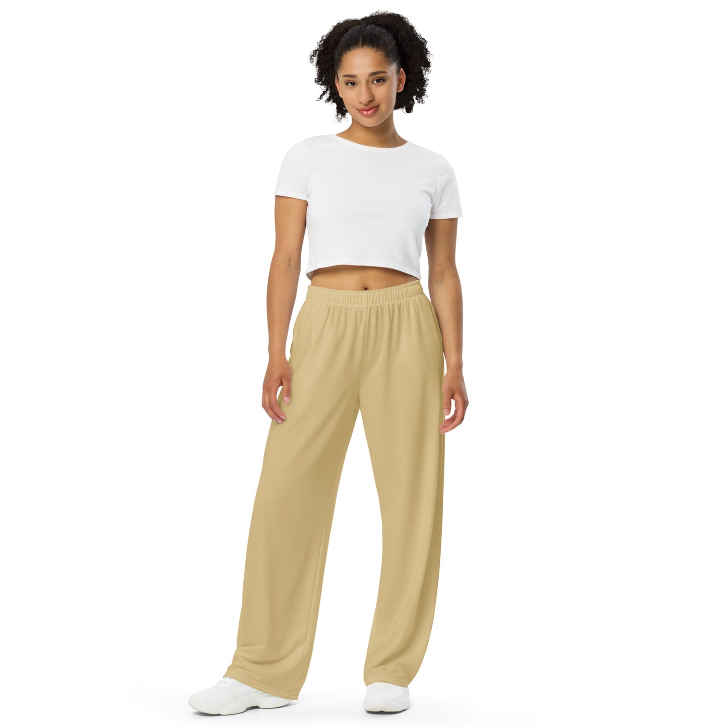 Beige rest day unisex wide-leg pants