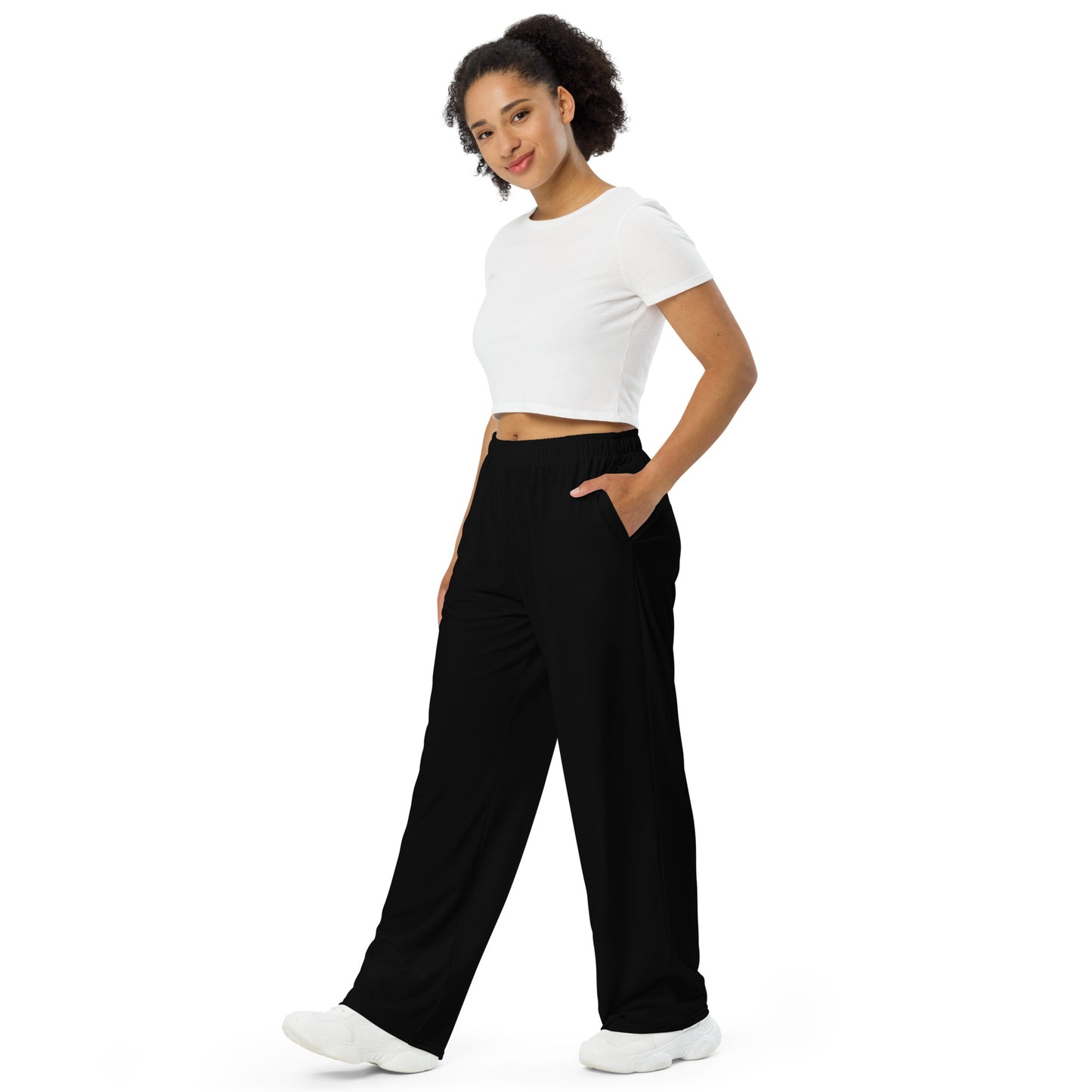 Black rest day unisex wide-leg pants