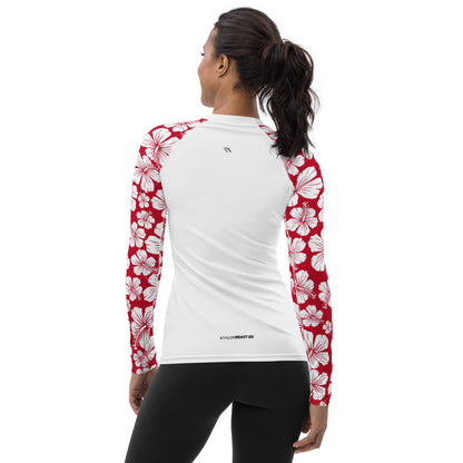 HAWAII Scratch White/red Women's Rash Vest/Guard