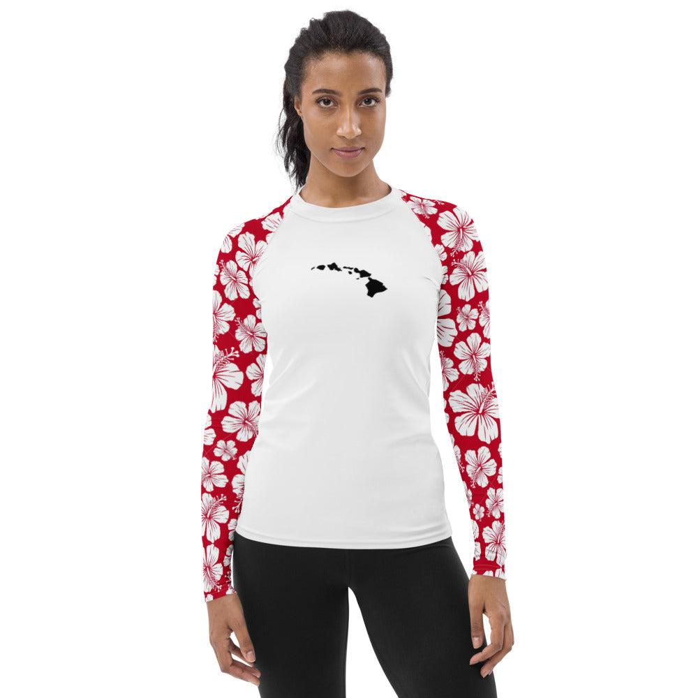 HAWAII Scratch White/red Women's Rash Vest/Guard