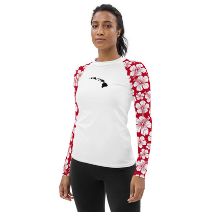 HAWAII Scratch White/red Women's Rash Vest/Guard