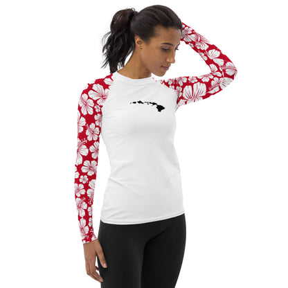 HAWAII Scratch White/red Women's Rash Vest/Guard