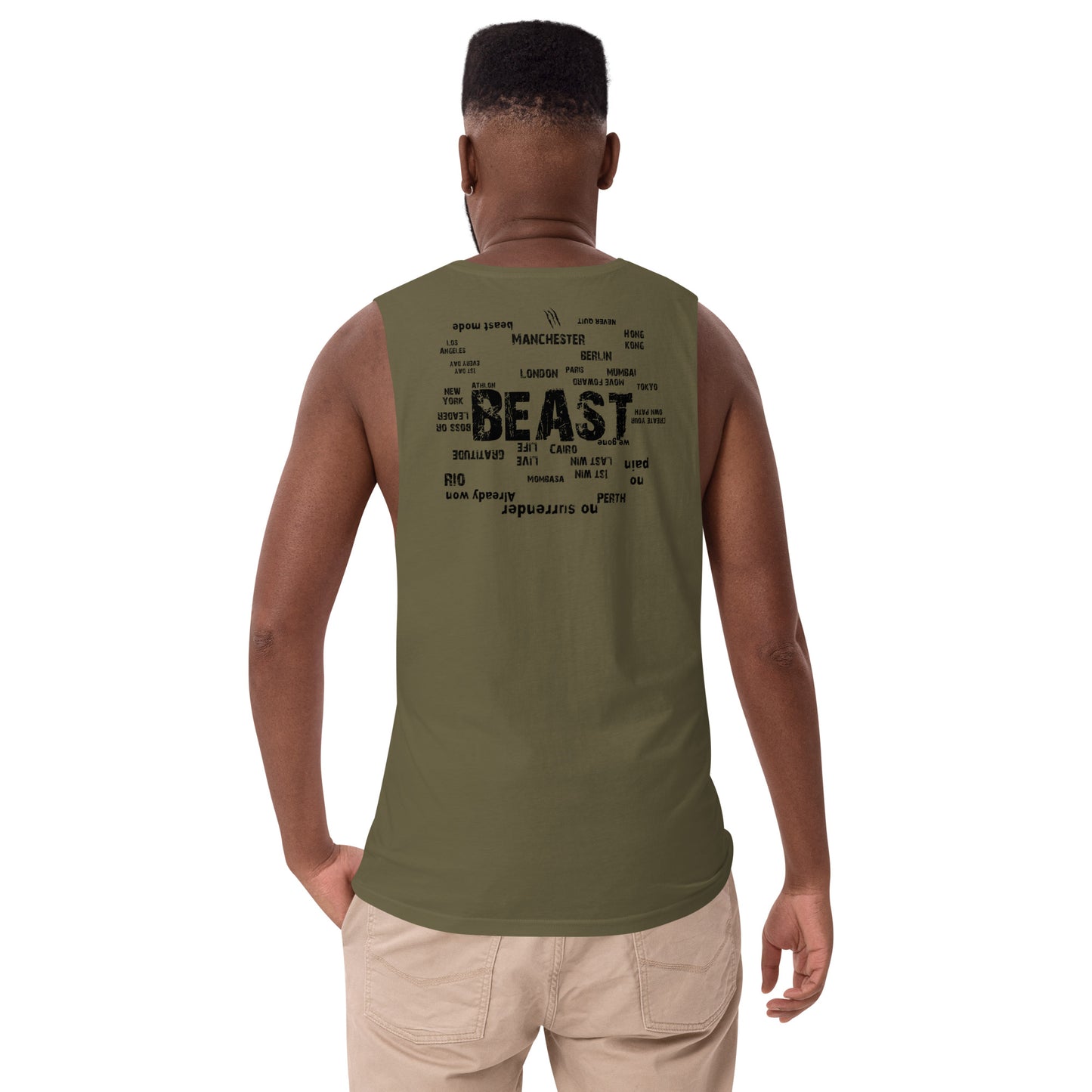 Around the World Beast Men’s drop arm tank top